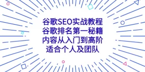 谷歌SEO实战教程：谷歌排名第一秘籍，内容从入门到高阶，适合个人及团队-网课资源站
